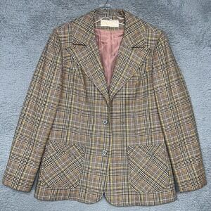 VTG Pendleton Blazer Jacket Womens Sz 16 Plaid 100% Pure Virgin Wool Made In USA